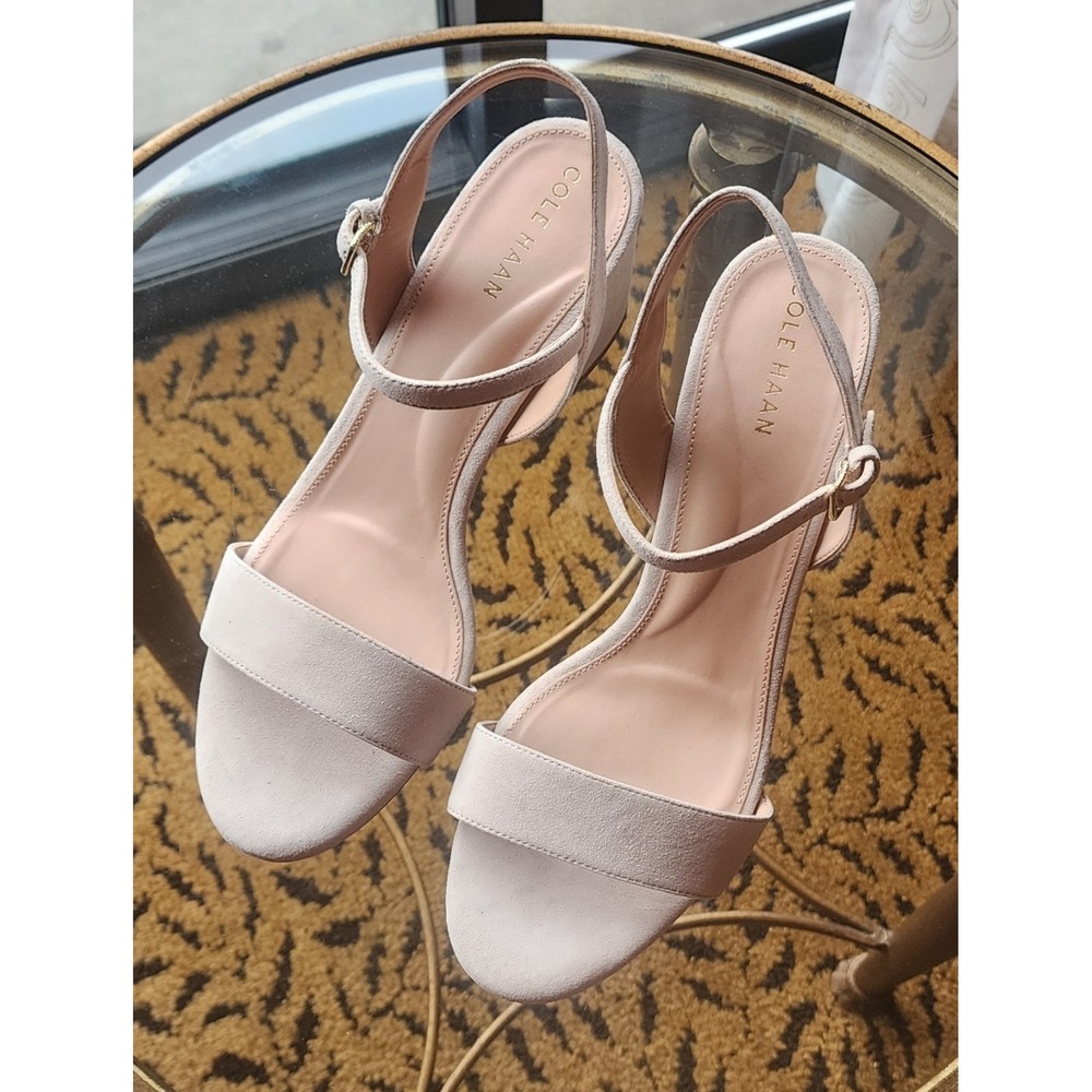 $160 Cole Haan Womens Josie Block Heel Sandal Mortar Suede Size 10 B